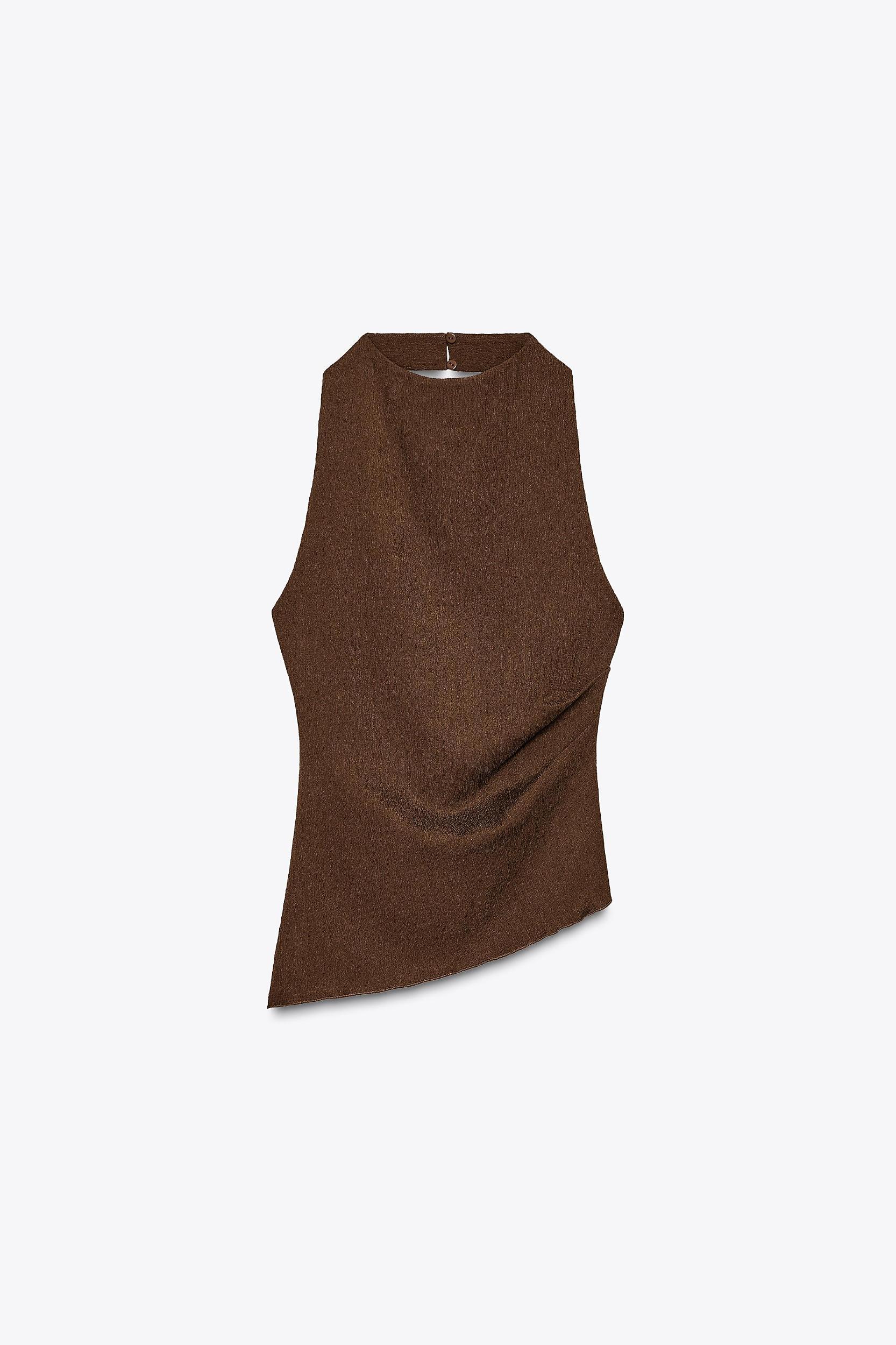 TEXTURED DRAPED HALTER TOP Product Image