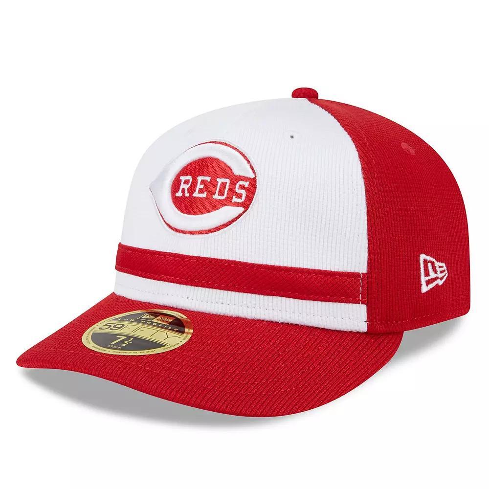 Men's New Era  White Cincinnati Reds 2024 Batting Practice Low Profile 59FIFTY Fitted Hat, Size: 7 5/8, Red White Product Image