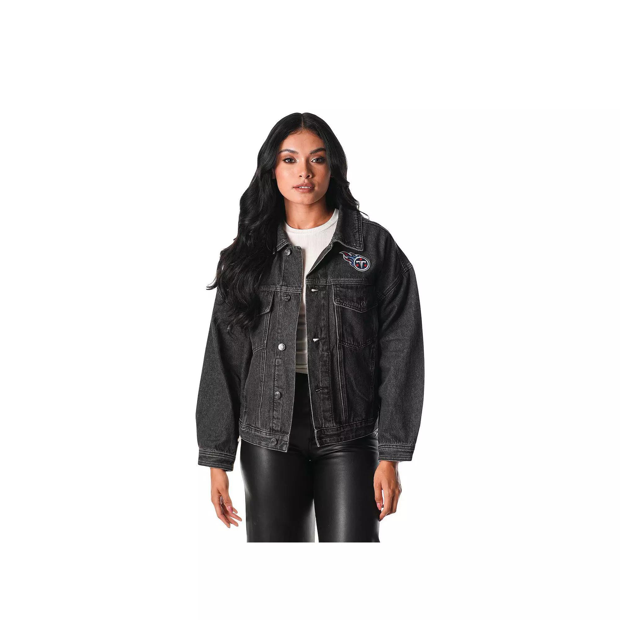 Women's The Wild Collective Black Tennessee Titans Denim Sequin Fringe Button-Up Jacket,  Product Image