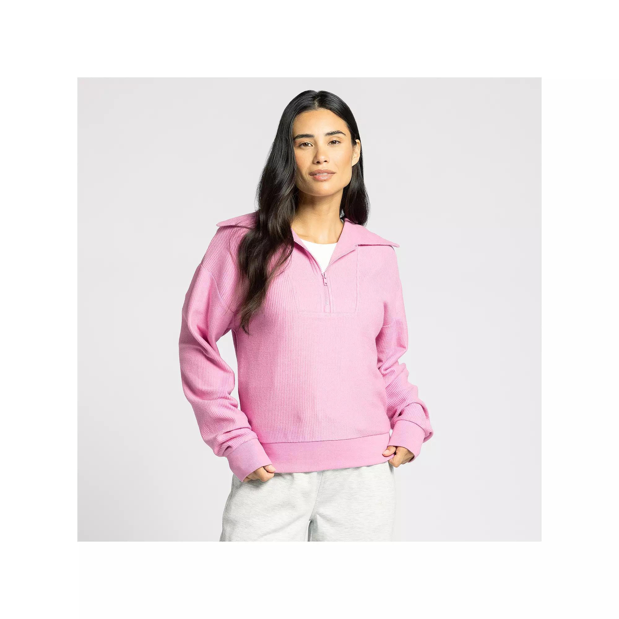 Women's Thread & Supply Cozy Half-Zip Long Sleeve Pullover, Size: XS, Light Pink Product Image