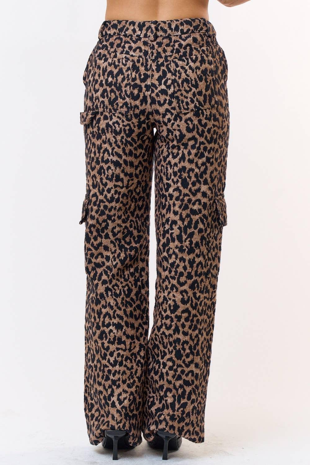 Leopard  Print Cargo  Pants Product Image