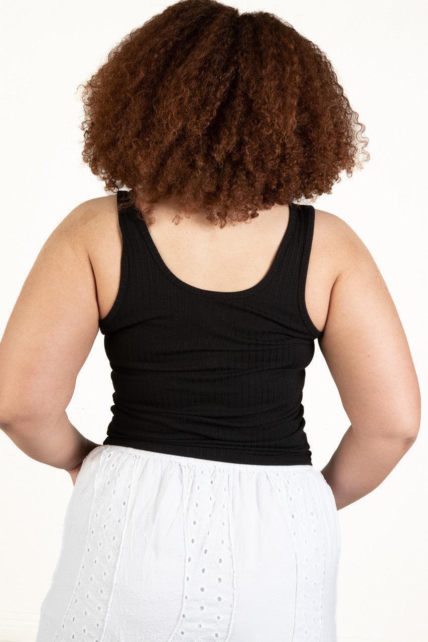 Extended Sizes Black Notch Henley Tank Product Image