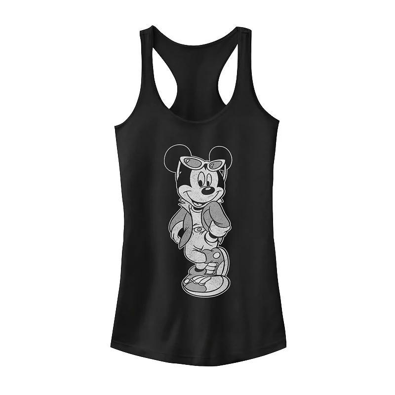 Disney's Mickey & Friends Mickey Cool Portrait Juniors' Racerback Graphic Tank Top, Girl's, Size: Medium, Black Product Image