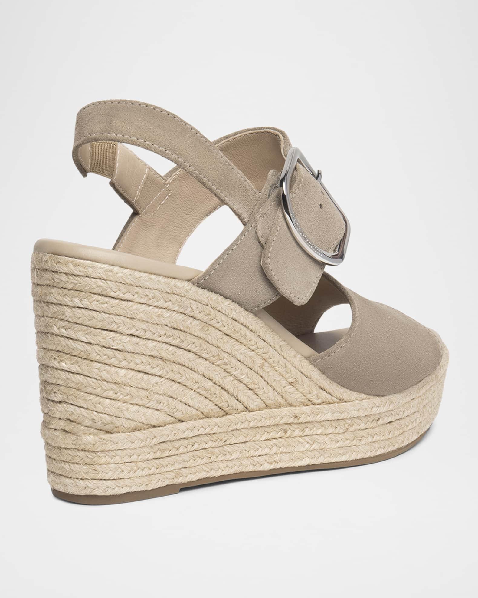 Suede Buckled Strap Espadrille Wedge Sandals Product Image
