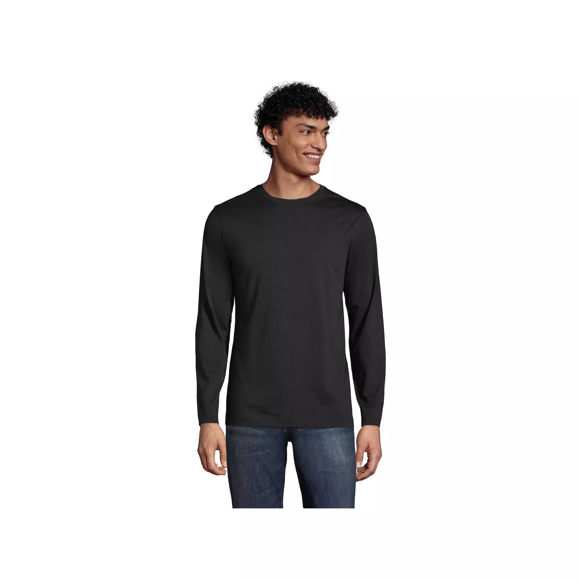 Big & Tall Lands' End Supima Crewneck Tee, Men's, Size: XL Tall, Black Product Image