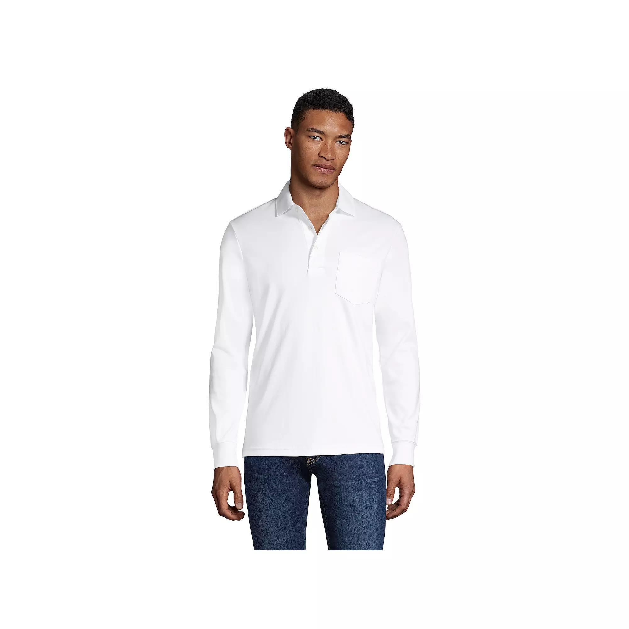 Big & Tall Lands' End Super Soft Classic-Fit Long Sleeve Supima Pocket Polo, Men's,  Product Image