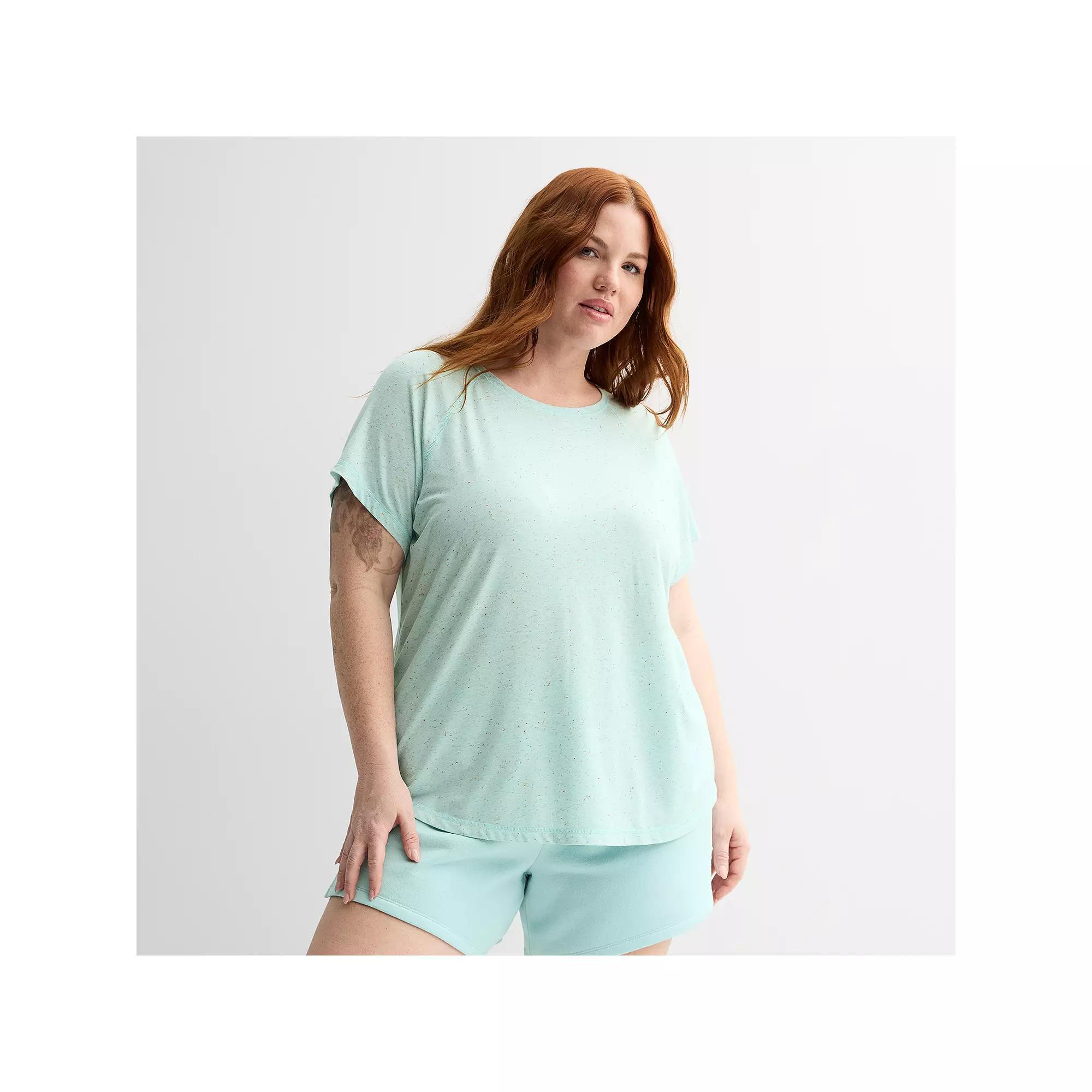 Plus Size Tek Gear® Core Raglan Tee, Women's, Size: 2XL, Hail Blue Speckle Product Image