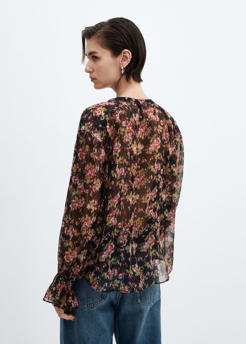 Mango Womens Bow Printed Blouse Product Image