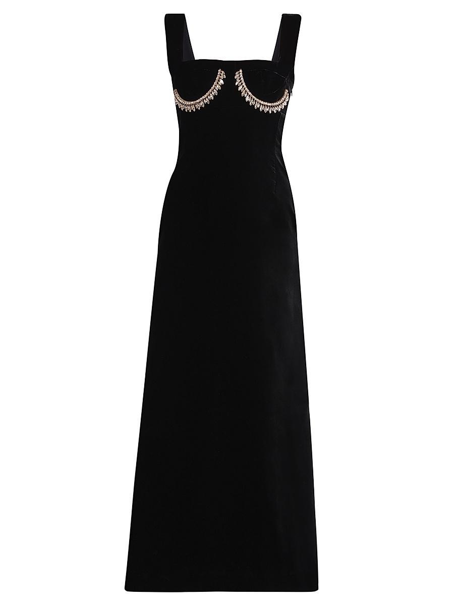 Womens Velvet Embellished Gown Product Image