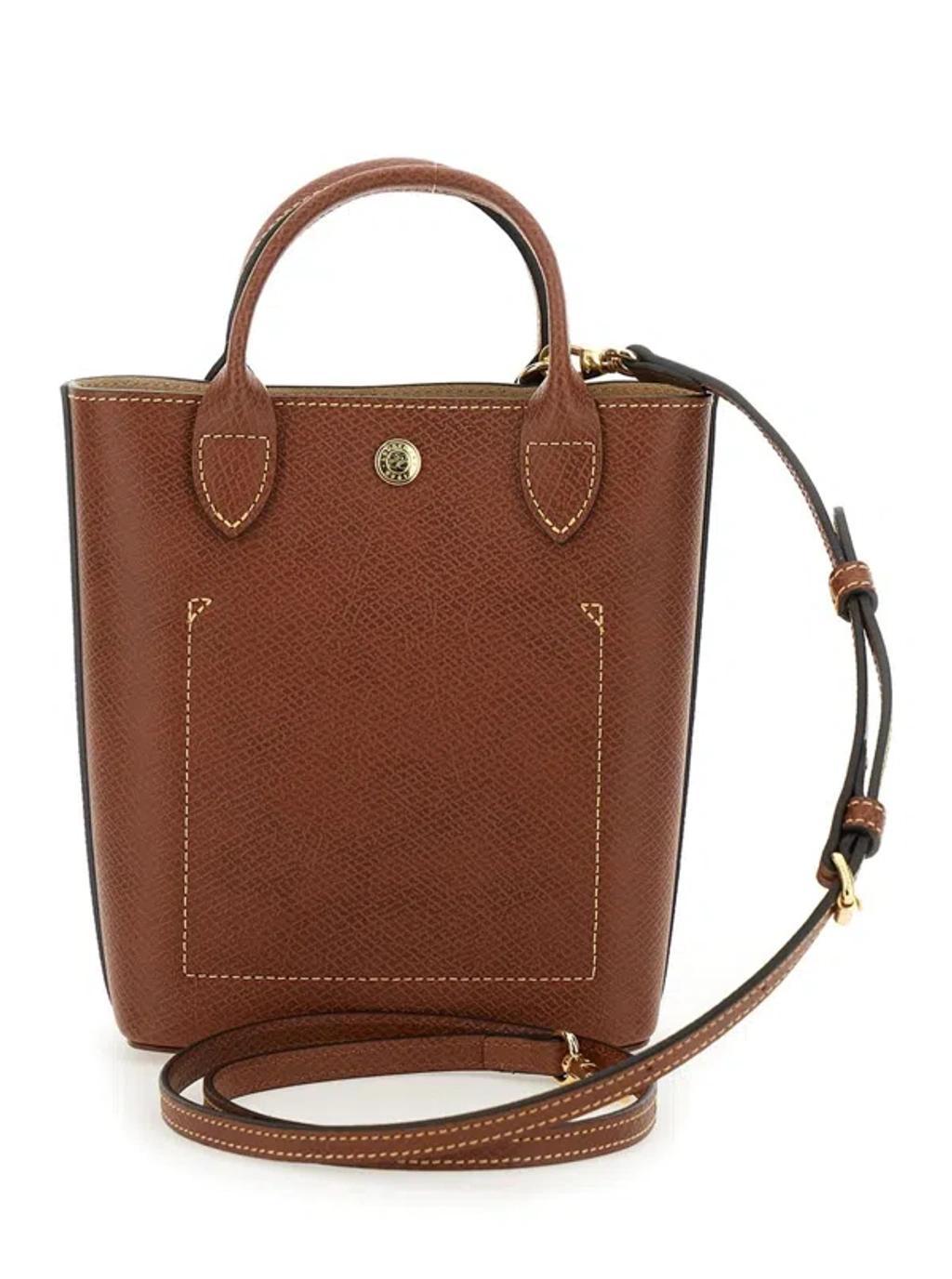 LONGCHAMP 'epure Xs' Brown Handbag With Logo Plaque On The Front And Textured Finish In Leather Woman Product Image