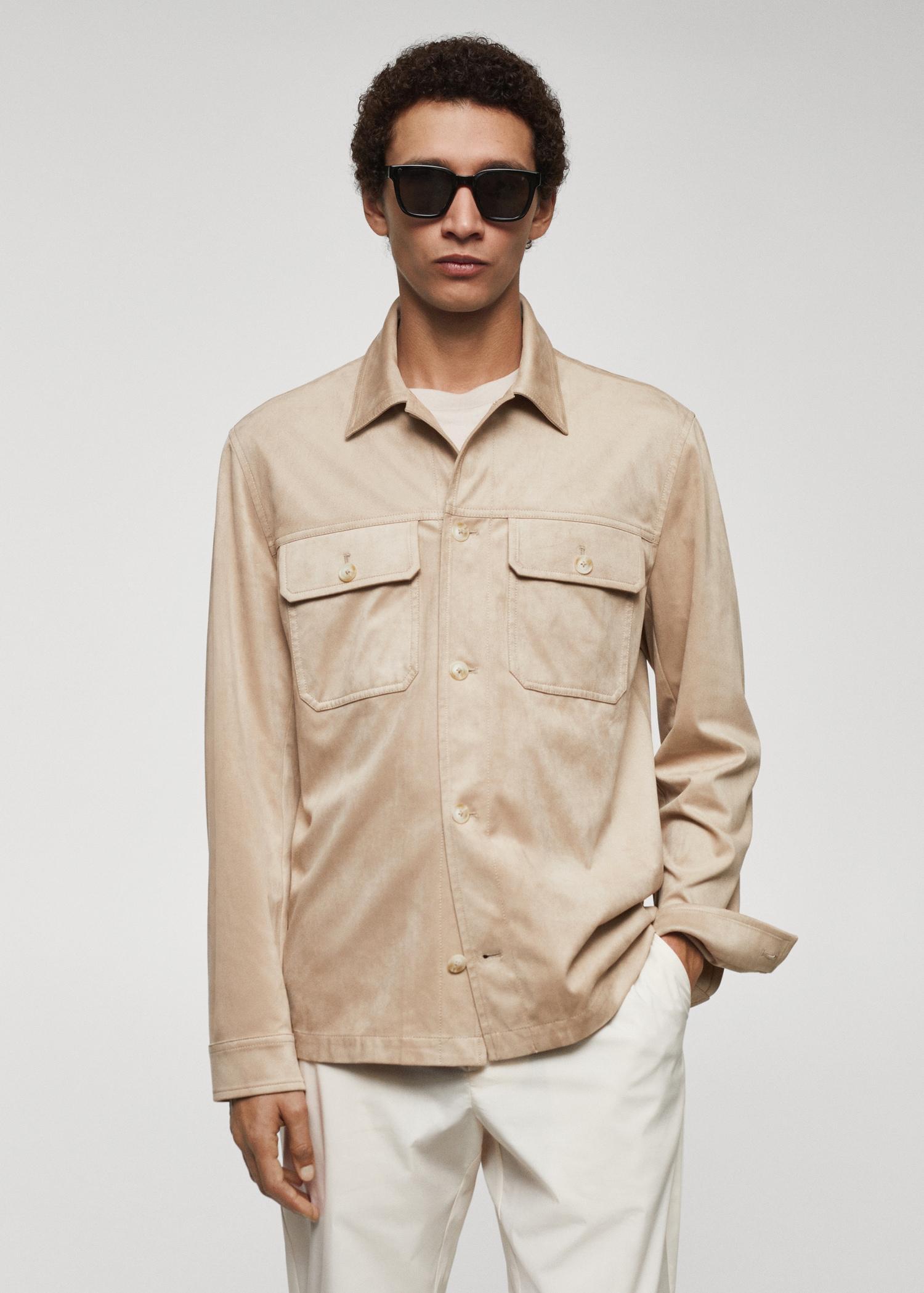 Suede effect overshirt with pockets - Men | MANGO USA Product Image