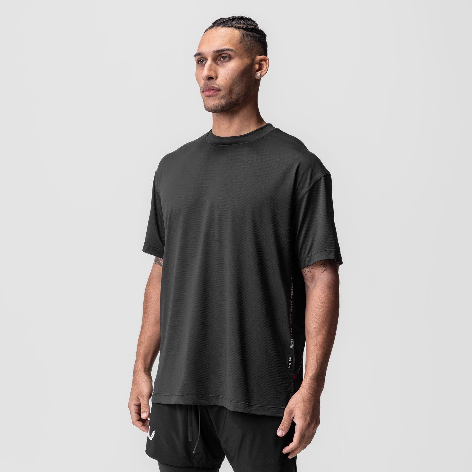 0946. Waffle Knit Oversized Tee - Black/Black Product Image