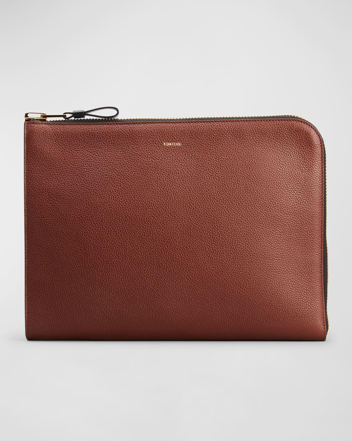 Mens Zip-Around Leather Portfolio Case Product Image