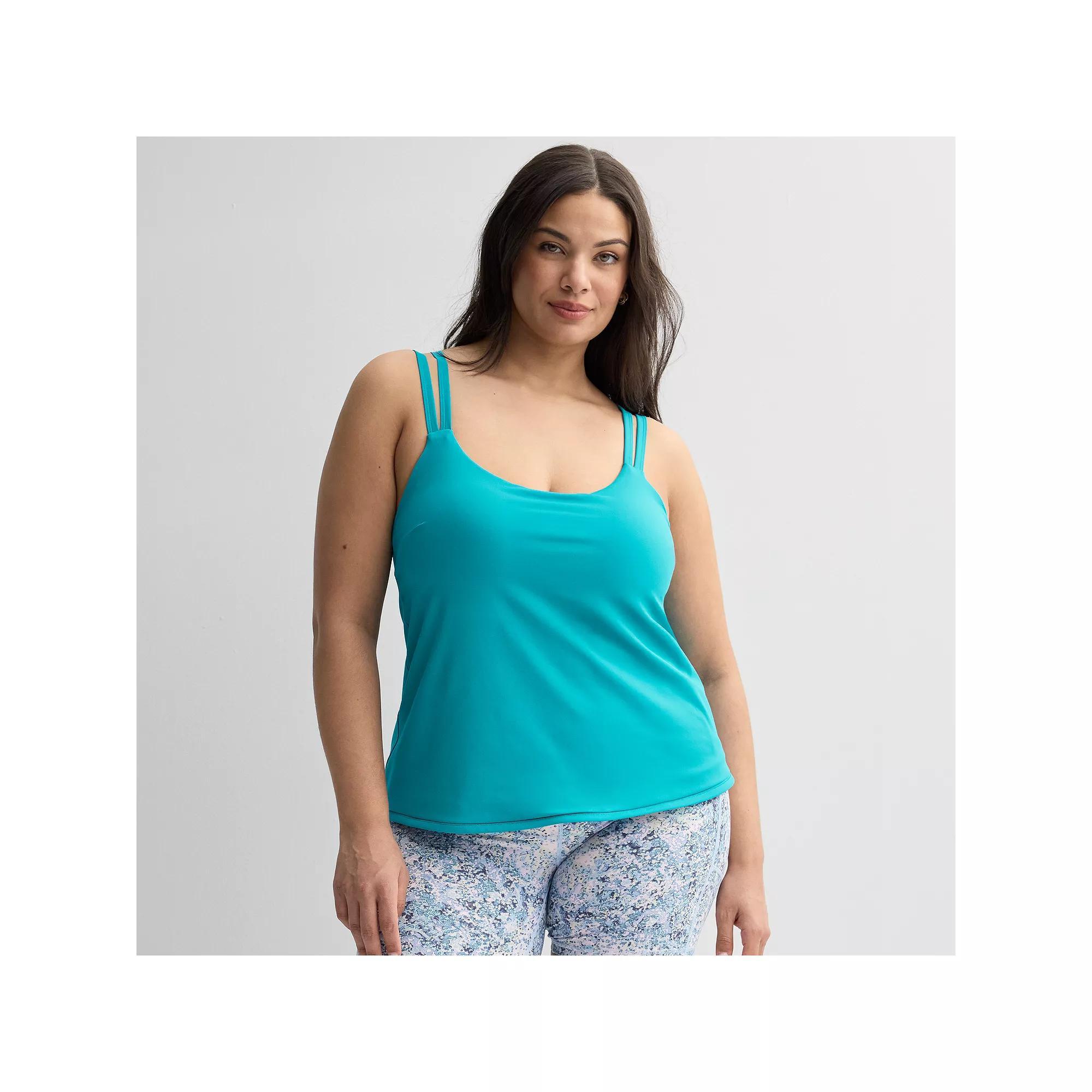 Plus Size Tek Gear® Ultrastretch Strappy Bra Tank Top, Women's, Size: 4XL, Keilani Blue Product Image