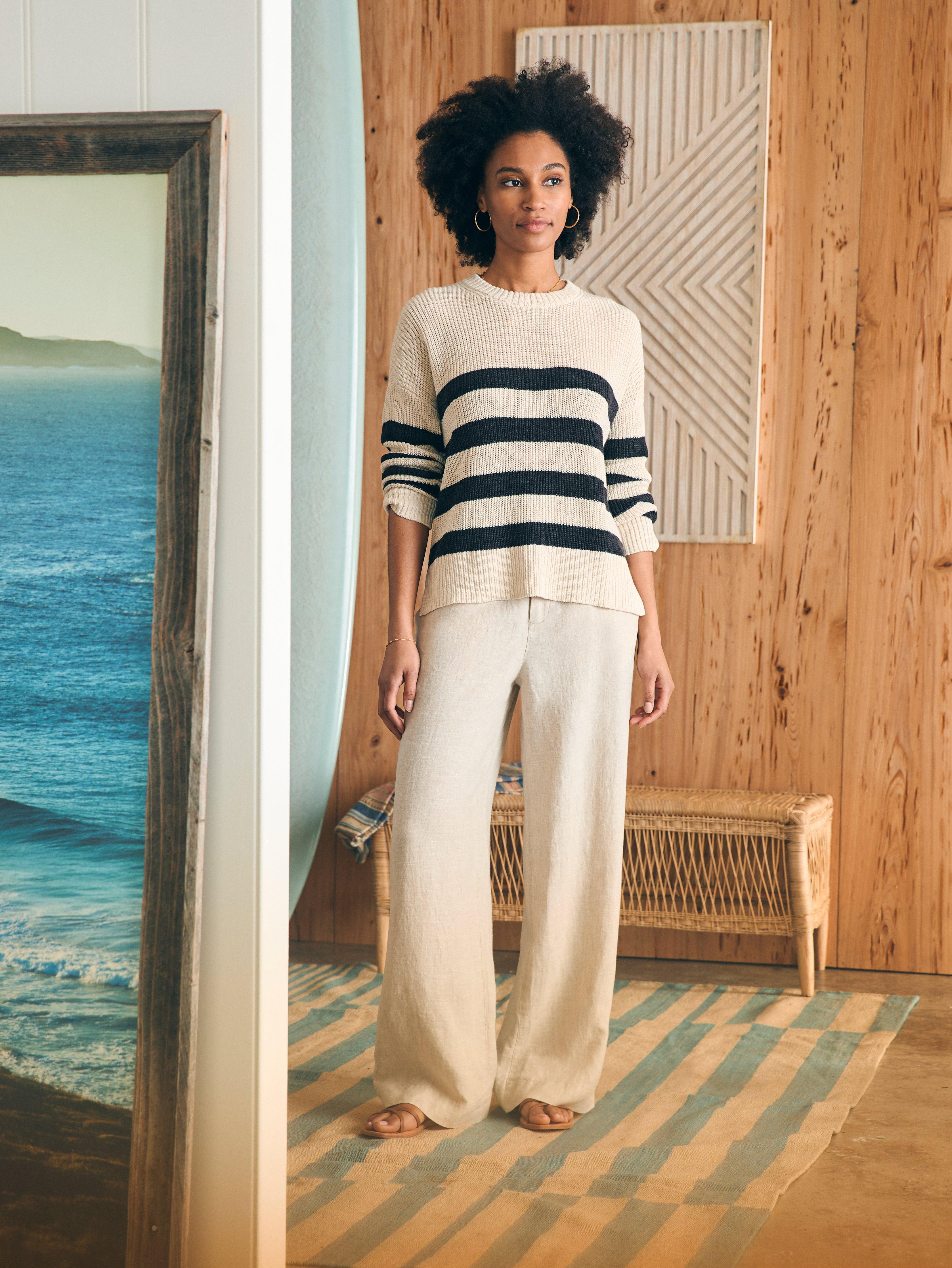 Miramar Linen Crew Sweater - Kadena Phantom Stripe Female Product Image