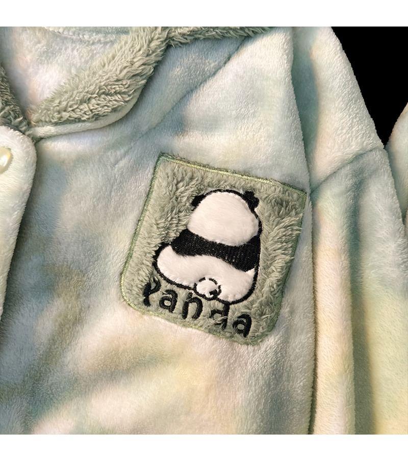 Pajama Set: Panda Applique Jacket + Pants Product Image