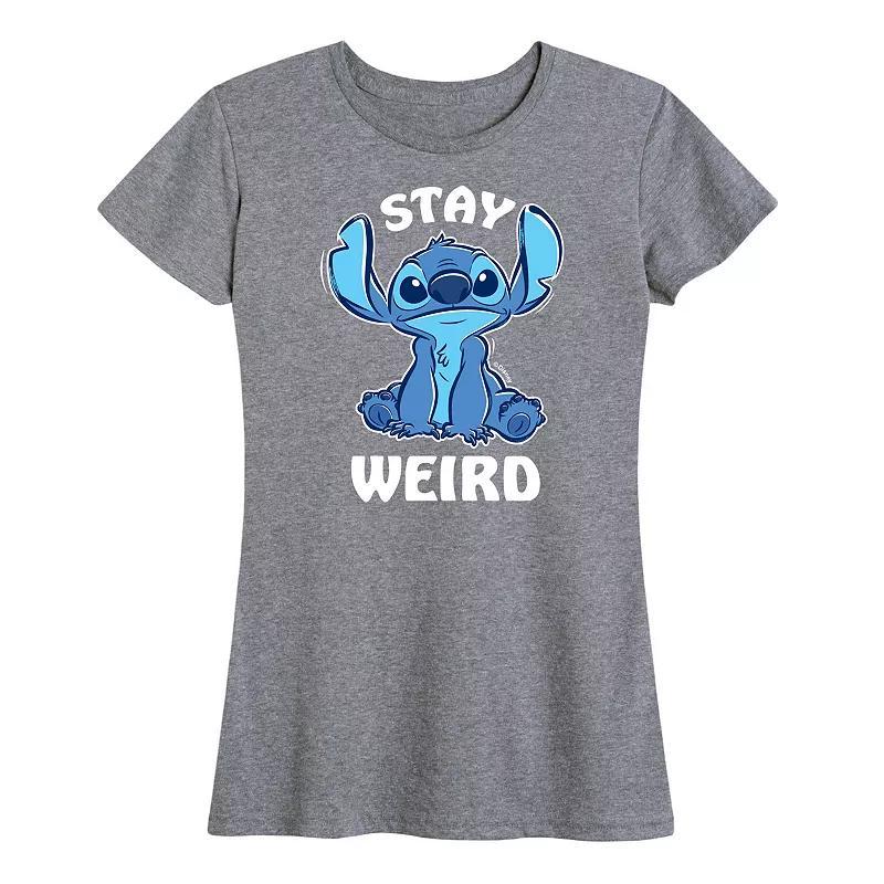 Disney's Lilo & Stitch Women's Stay Weird Graphic Tee, Size: Large, Grey Blue Product Image