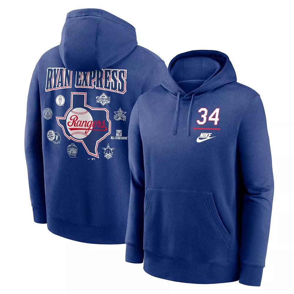 Men's Nike Nolan Ryan Royal Texas Rangers 2024 MLB All-Star Game Legends Club Fleece Pullover Hoodie, Size: Small, Blue Product Image