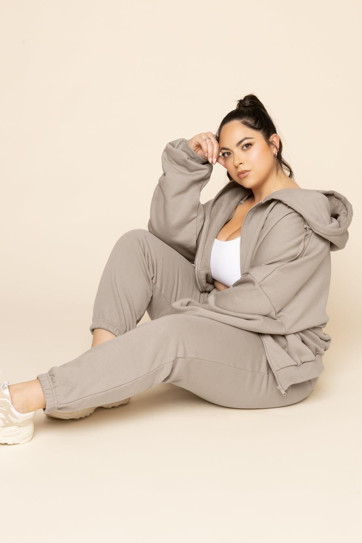 Cloud Rollover Sweatpant - Taupe Product Image