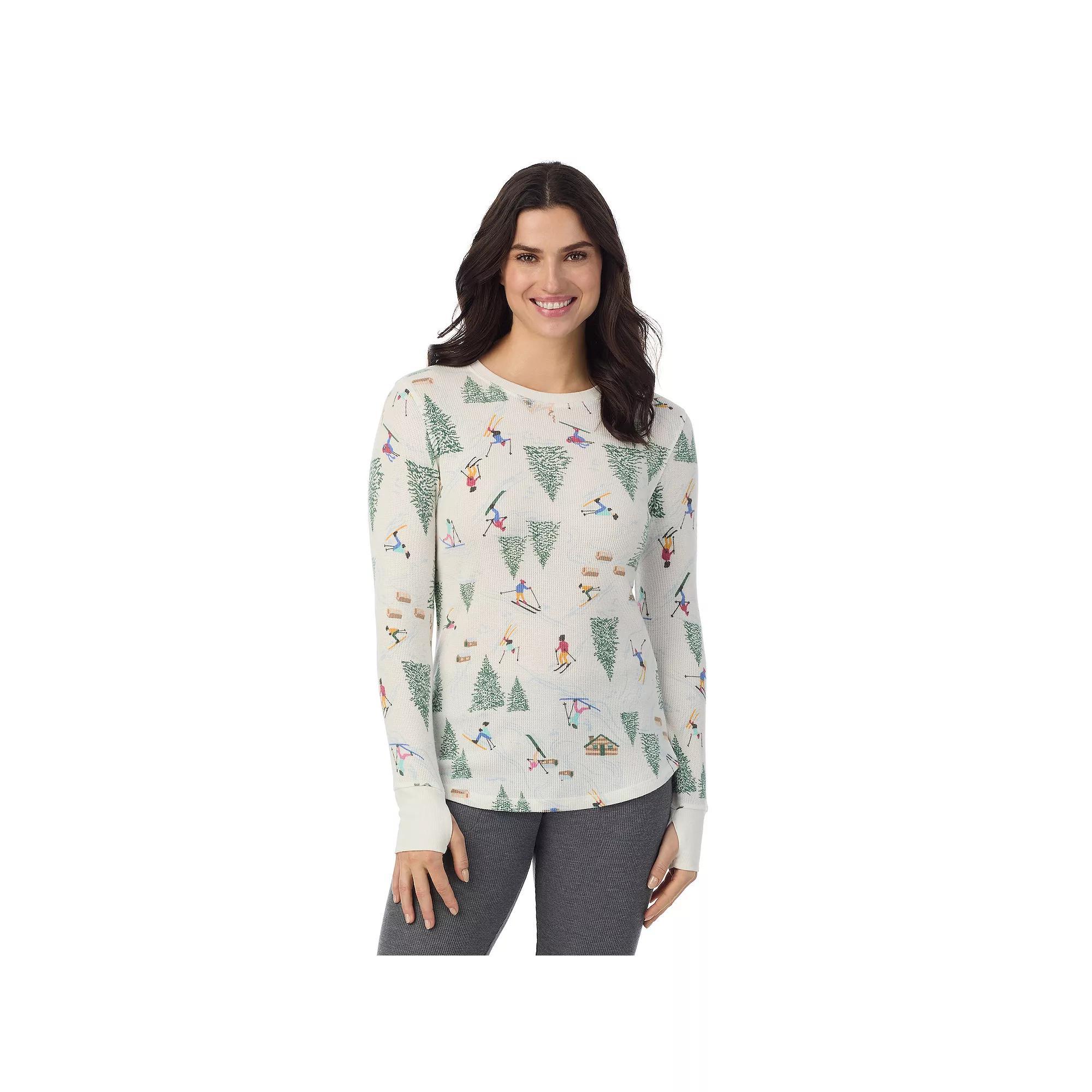 Women's Cuddl Duds® Cozy Stretch Thermal Long Sleeve Crew Top, Size: Small, Ski Chalet Product Image