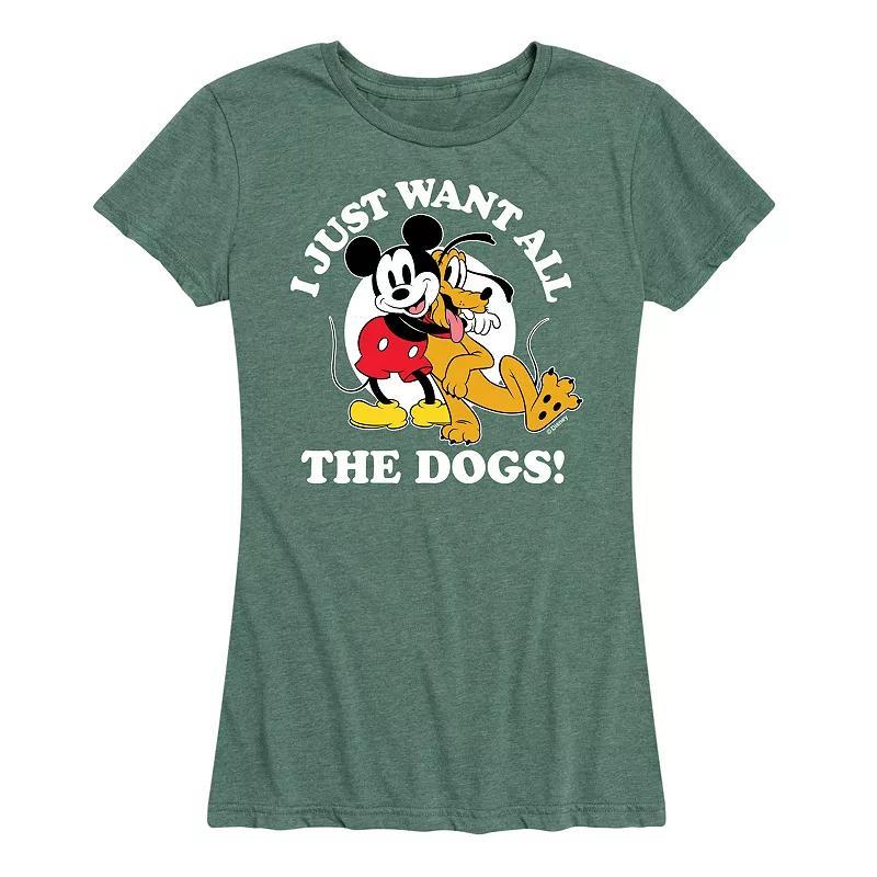 Disney's Mickey Mouse & Pluto Women's Just Want All Dogs Graphic Tee,  Product Image