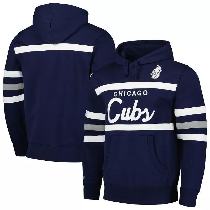 Mens Mitchell & Ness Chicago Cubs Head Coach Pullover Hoodie Blue Product Image