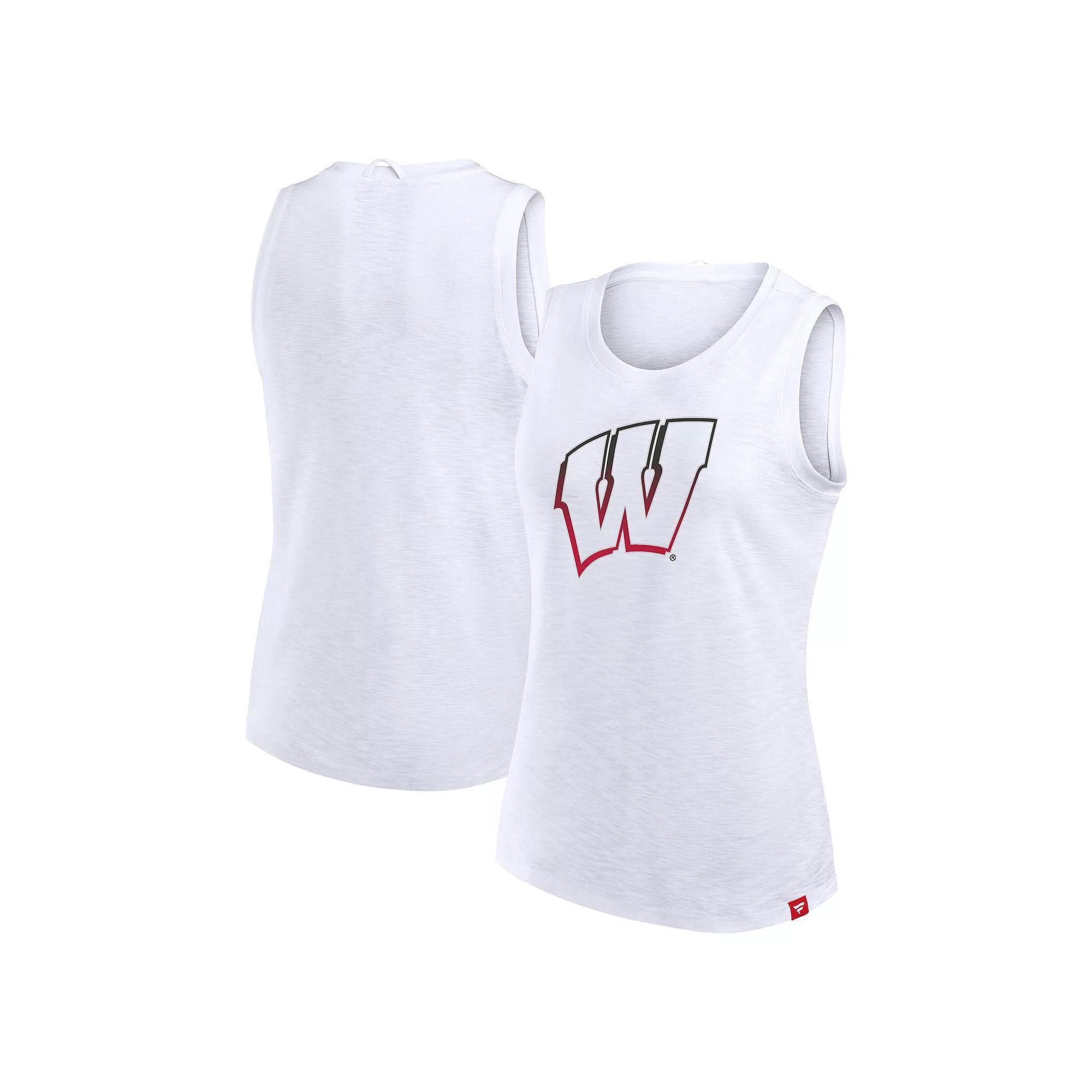 Women's Fanatics White Wisconsin Badgers Activate Slub Tank Top, Size: Medium Product Image