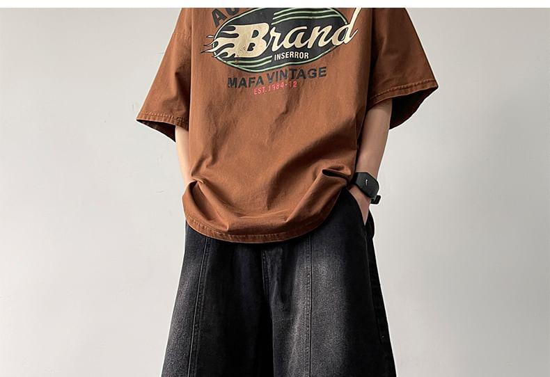 Mid Rise Washed Denim Shorts Product Image