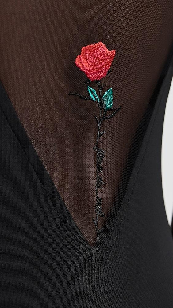 Fleur du Mal Rose Spine Embroidery High Slit Maxi Dress | Shopbop Product Image