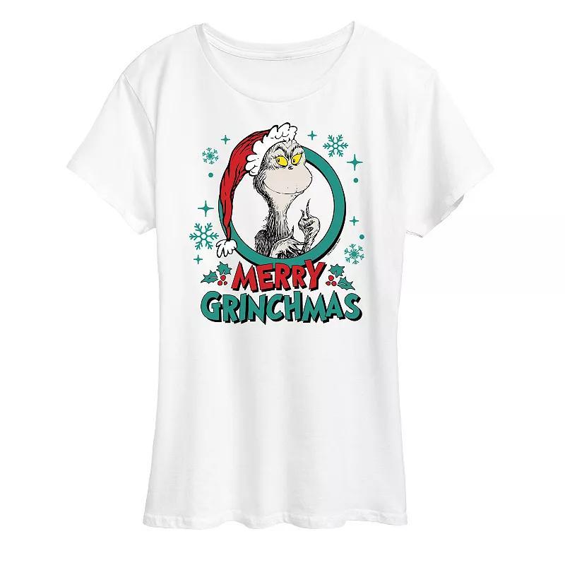 Women's Dr. Seuss The Grinch Grinchmas Circle Graphic Tee, Girl's, Size: Large, Grey Gray Product Image