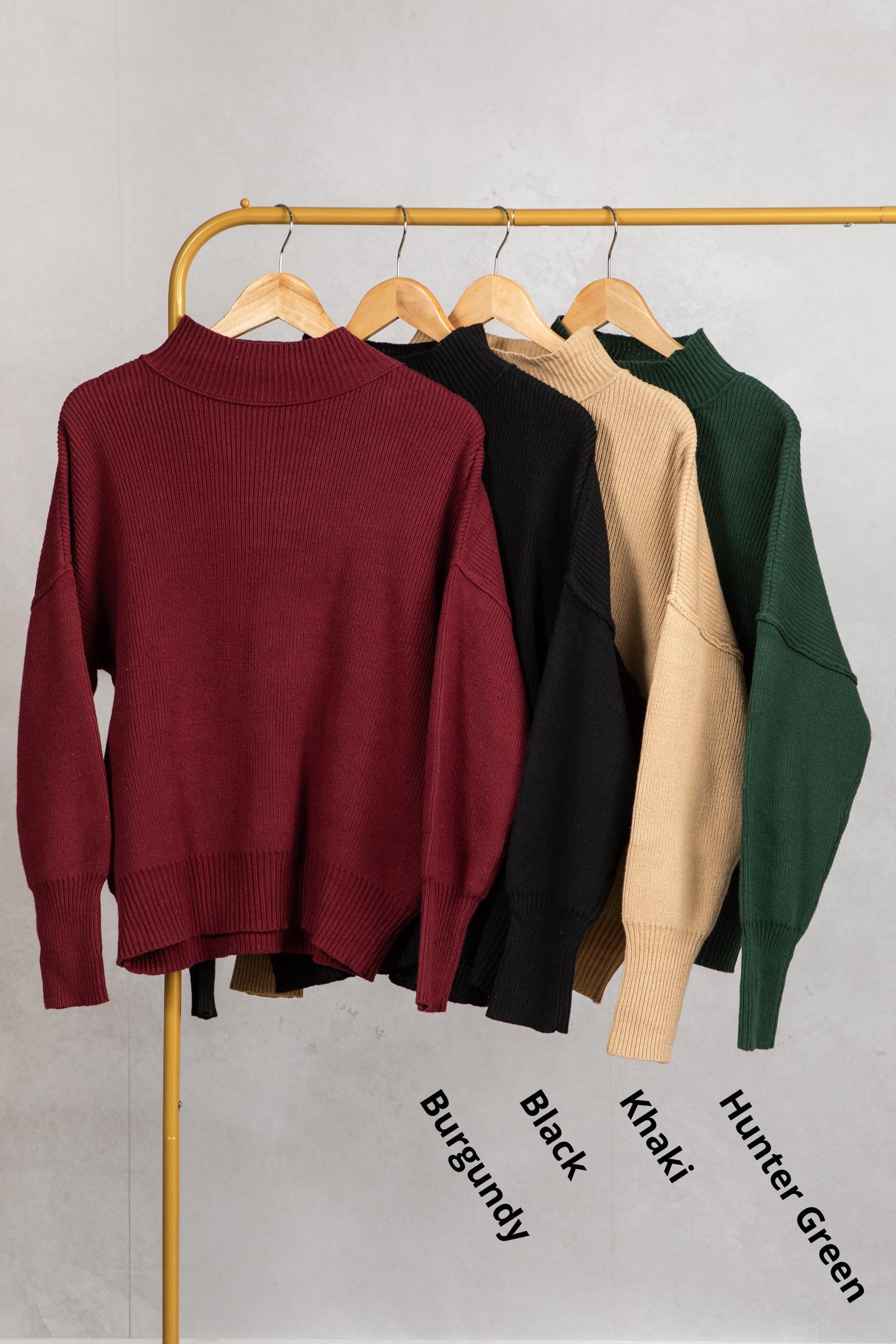 Mock Neck Ribbed Sweater Top Product Image
