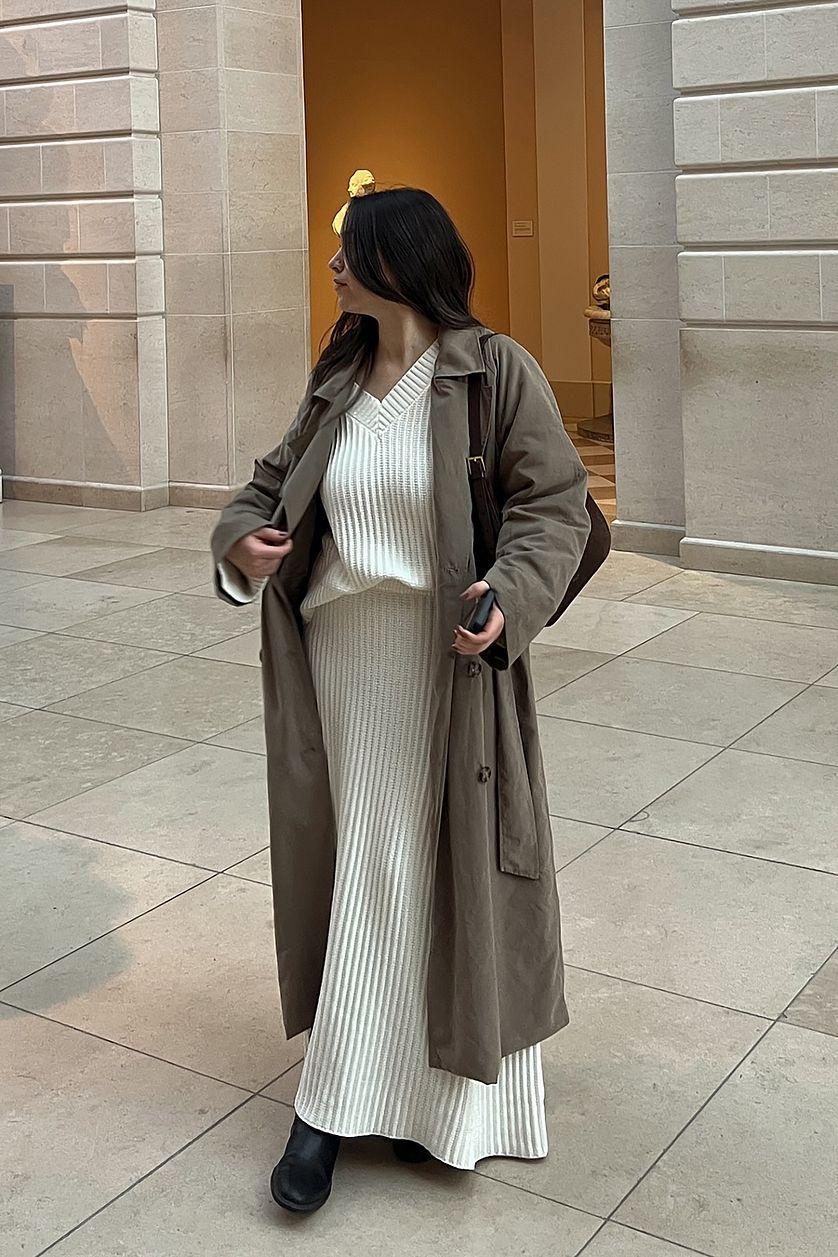 Knitted Oversized V-Neck Sweater Product Image