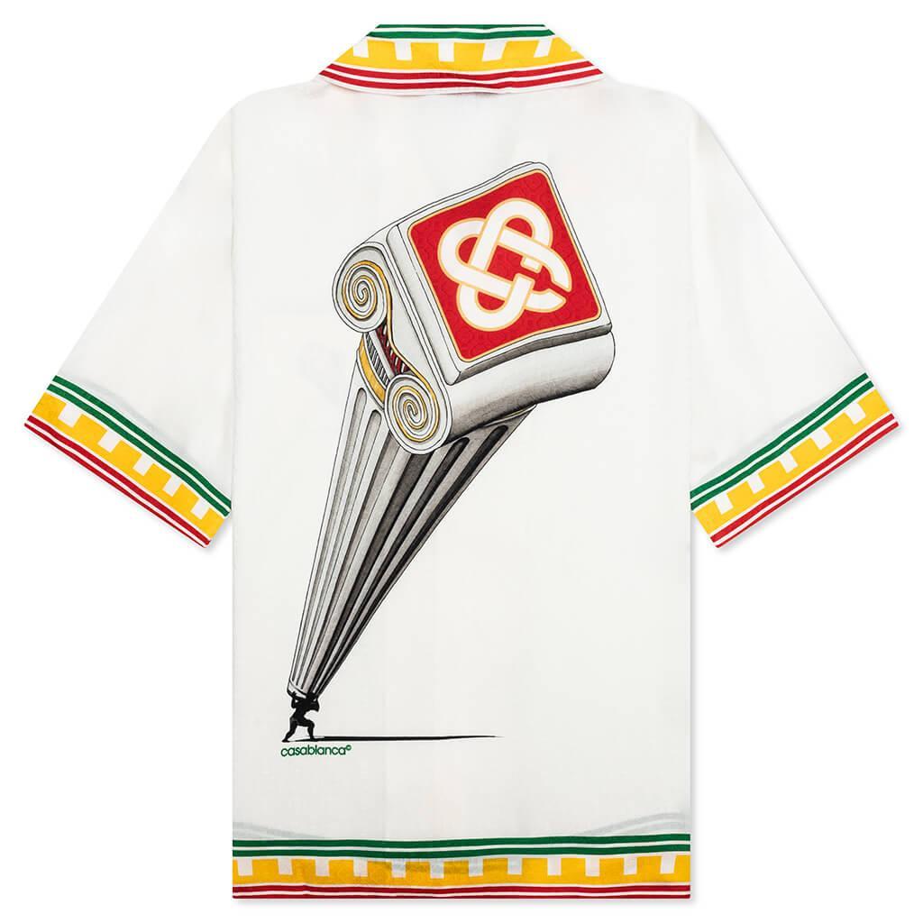 Short Sleeve Cuban Collar Shirt - White Male Product Image