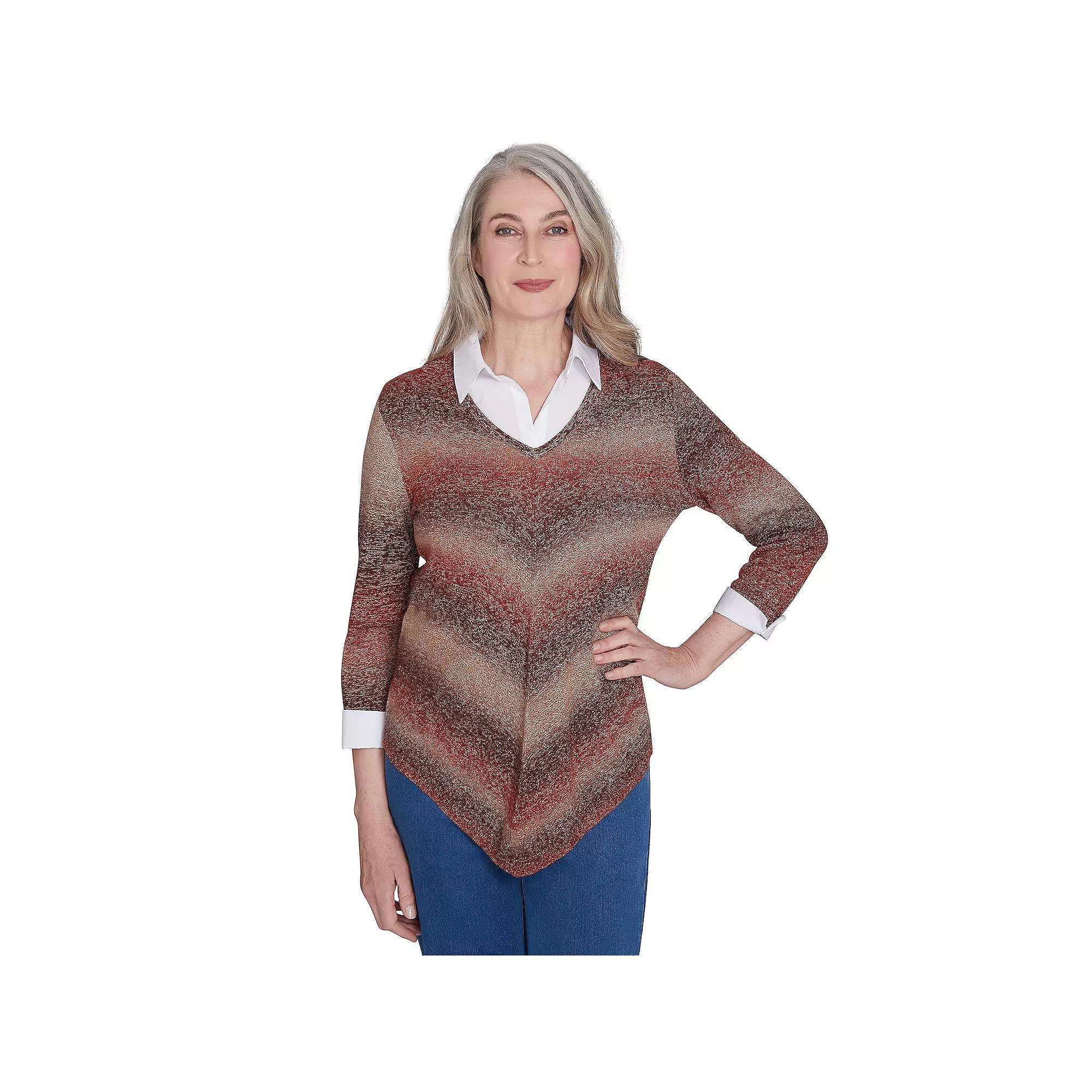 Women's Alfred Dunner Chevron Ombre Woven Sweater, Size: Large, Grey Product Image