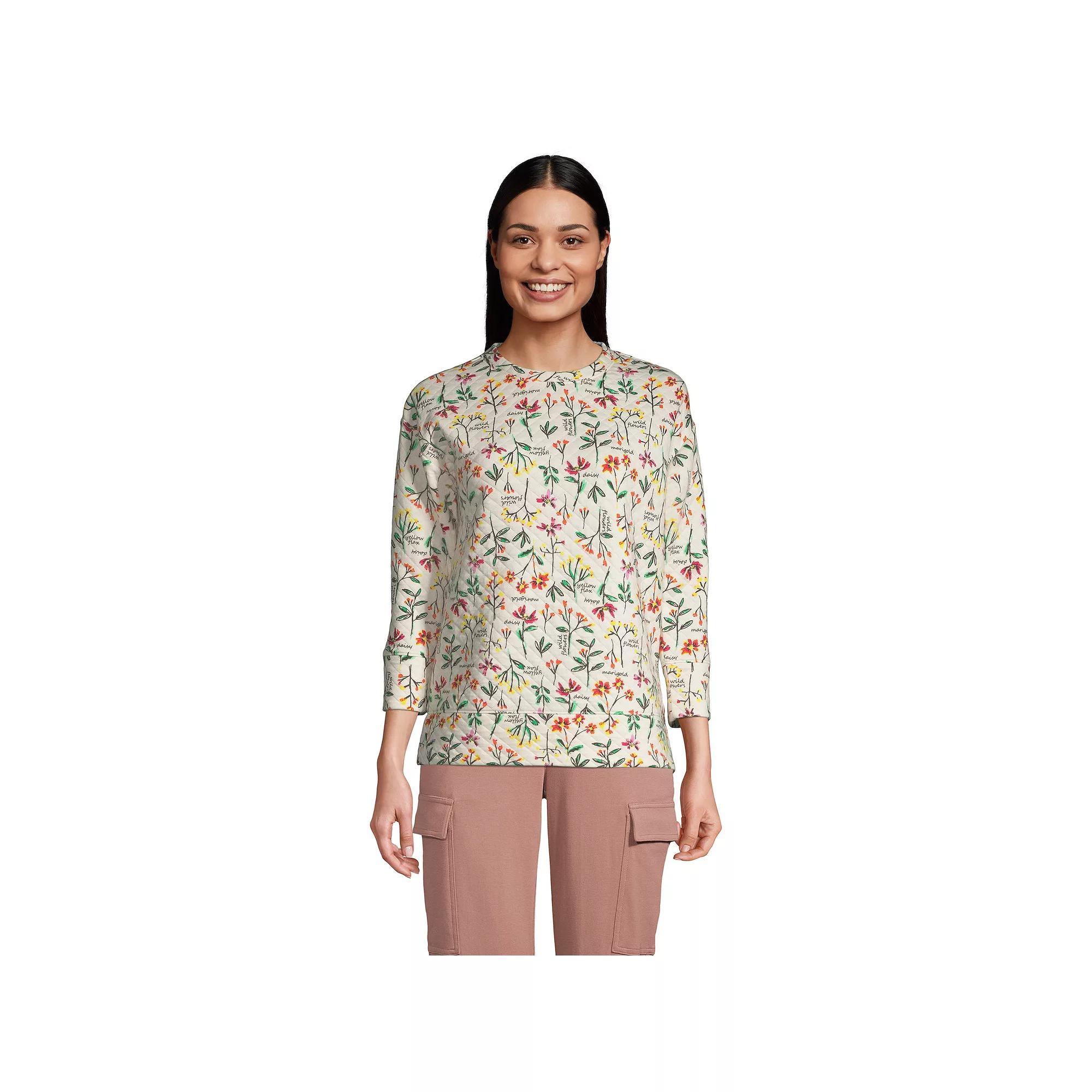 Women's Lands' End Quilted Crewneck Top,  Product Image