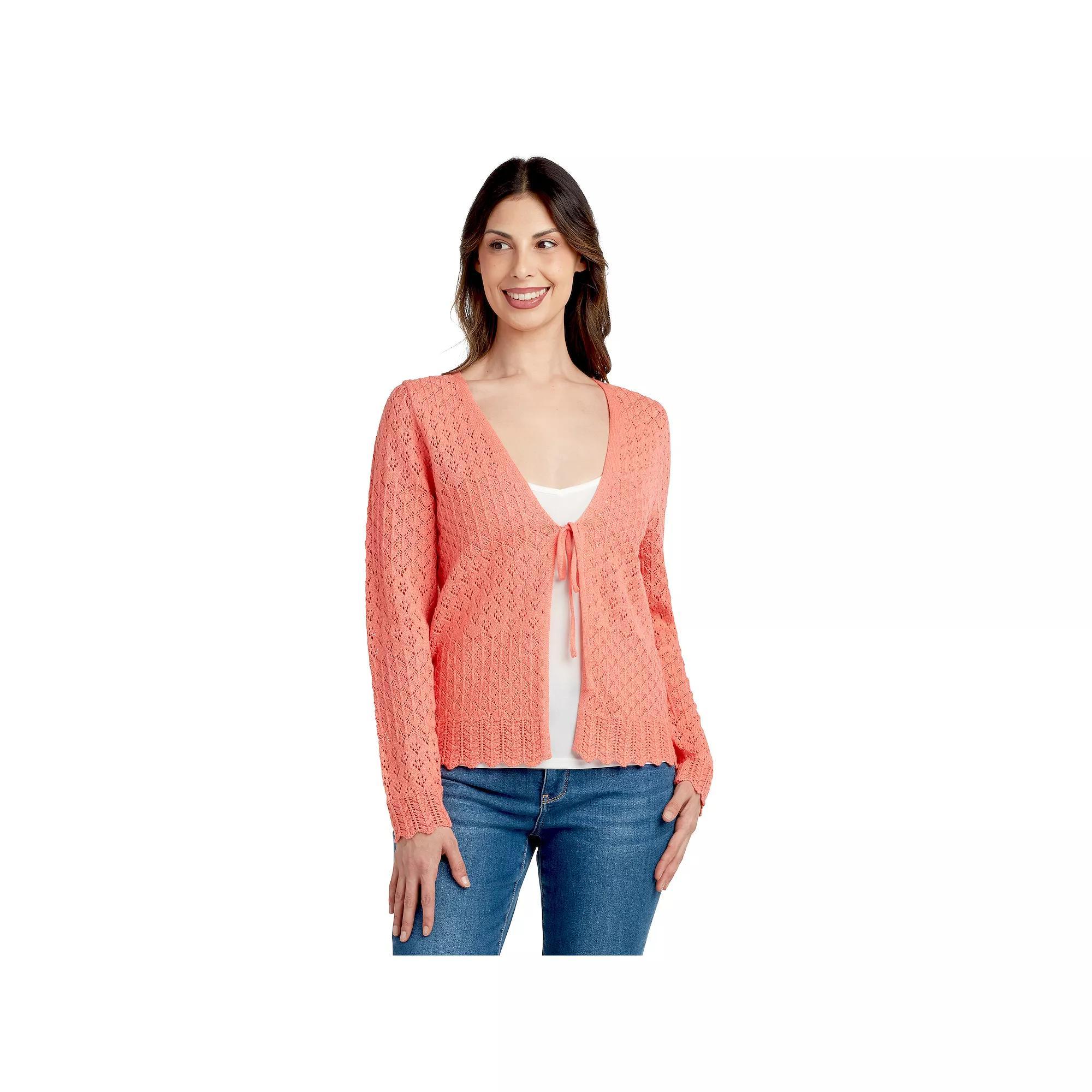 Womens AB Studio Tie-Front Sweater Cardigan Product Image