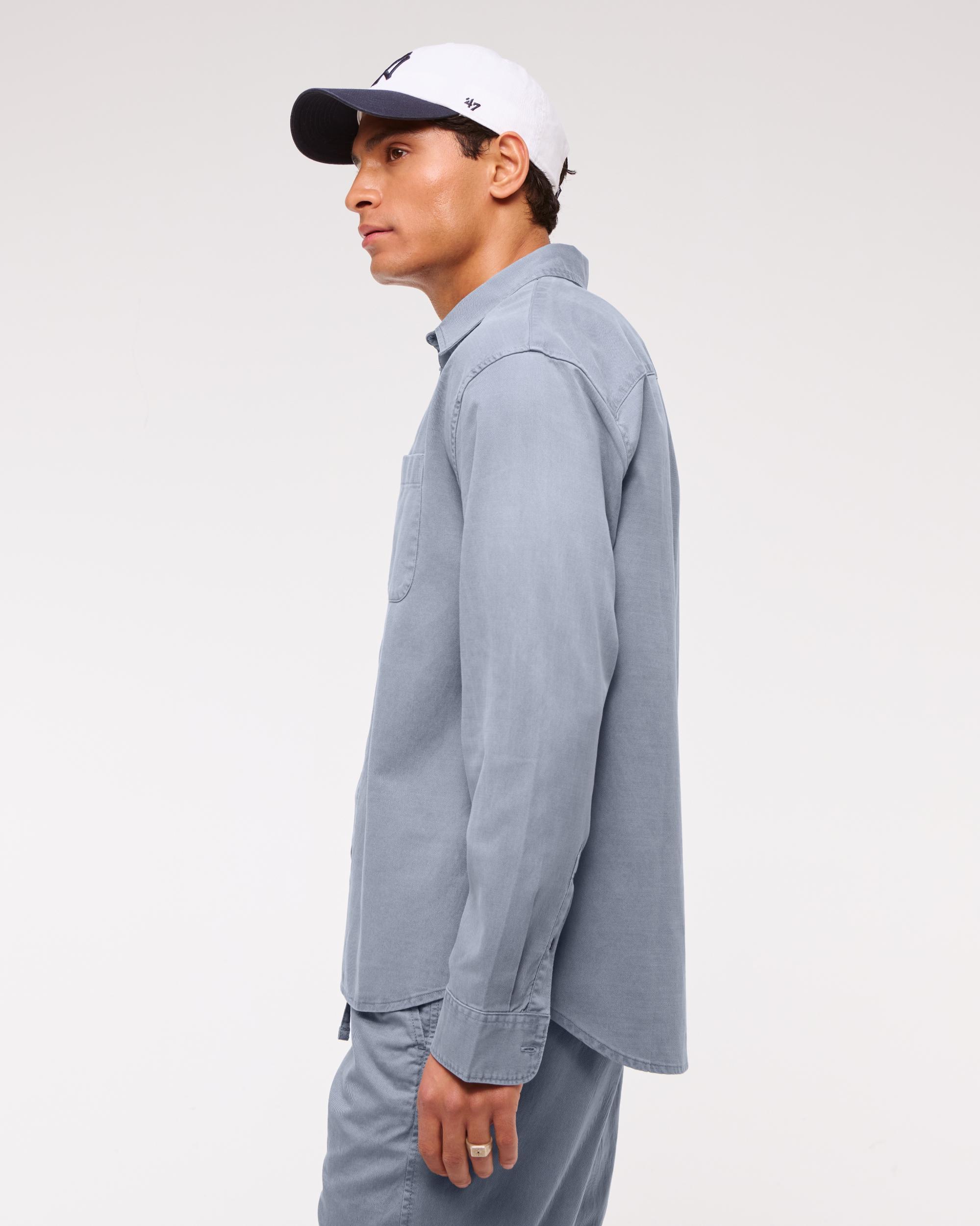 Long-Sleeve Garment Dye Button-Up Shirt Product Image