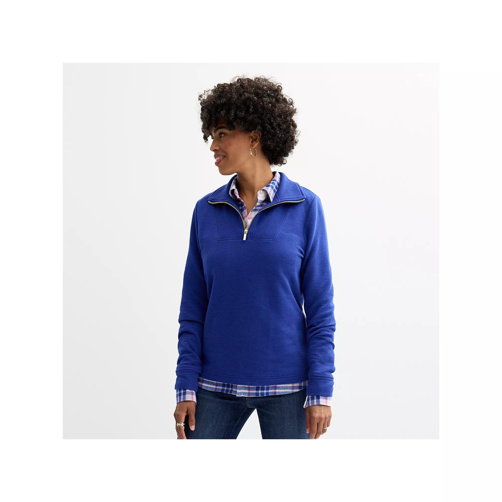 Women's Croft & Barrow® Quarter-Zip Pullover, Size: Medium, Wetlands Product Image
