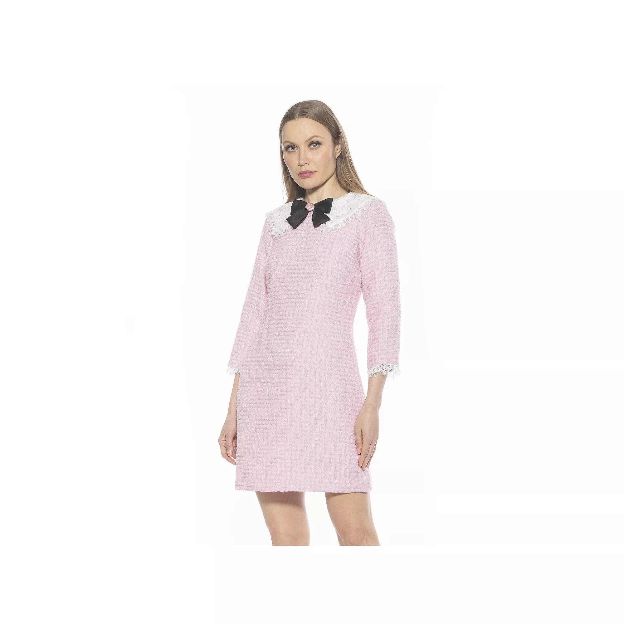 Women's ALEXIA ADMOR Monique Lace Collar Tweed Shift Dress,  Product Image