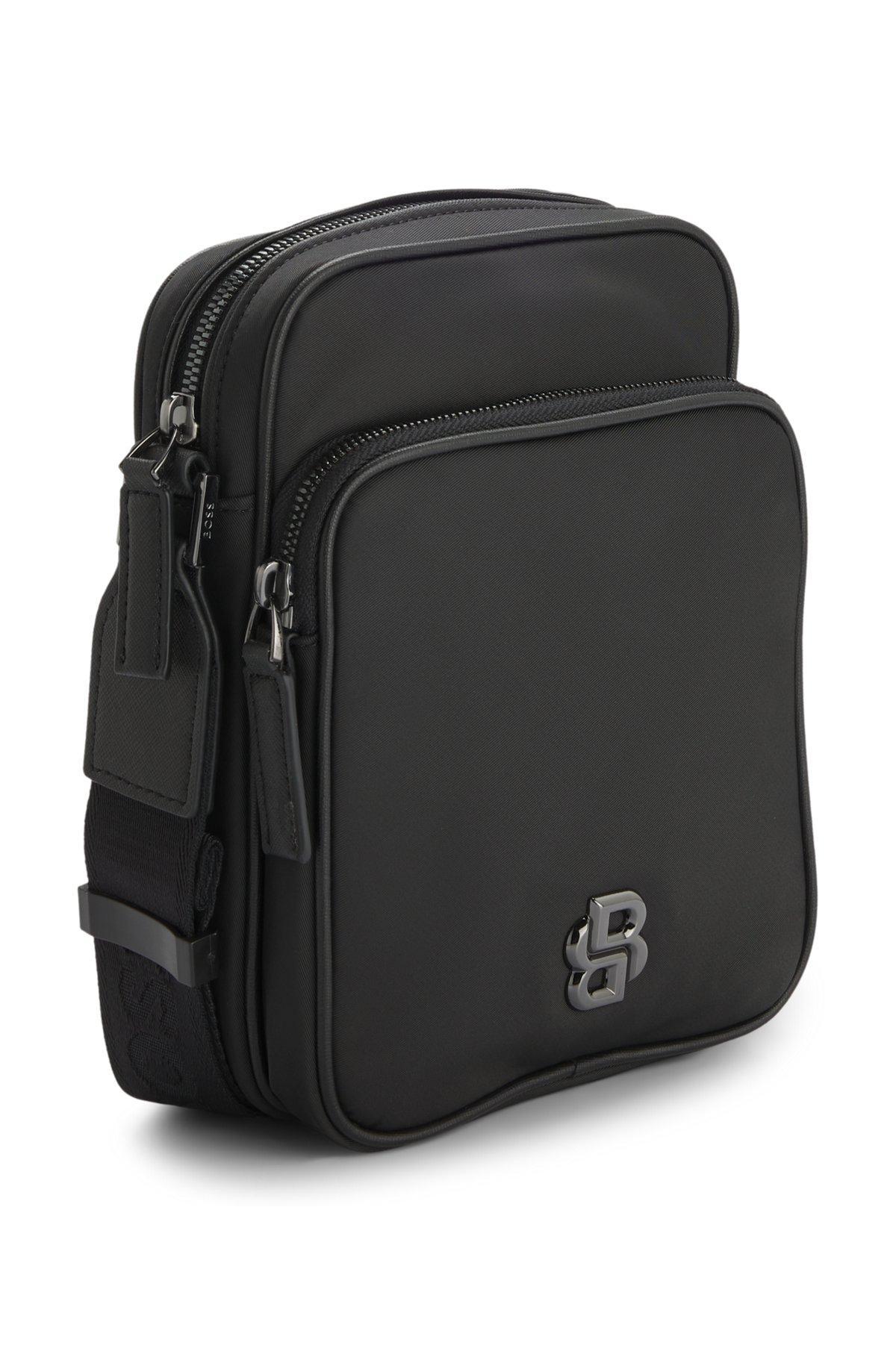 BOSS - Twill reporter bag with Double B monogram - Black Product Image