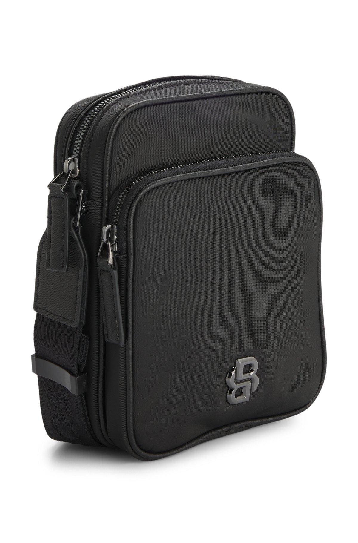 BOSS - Twill reporter bag with Double B monogram - Black Product Image
