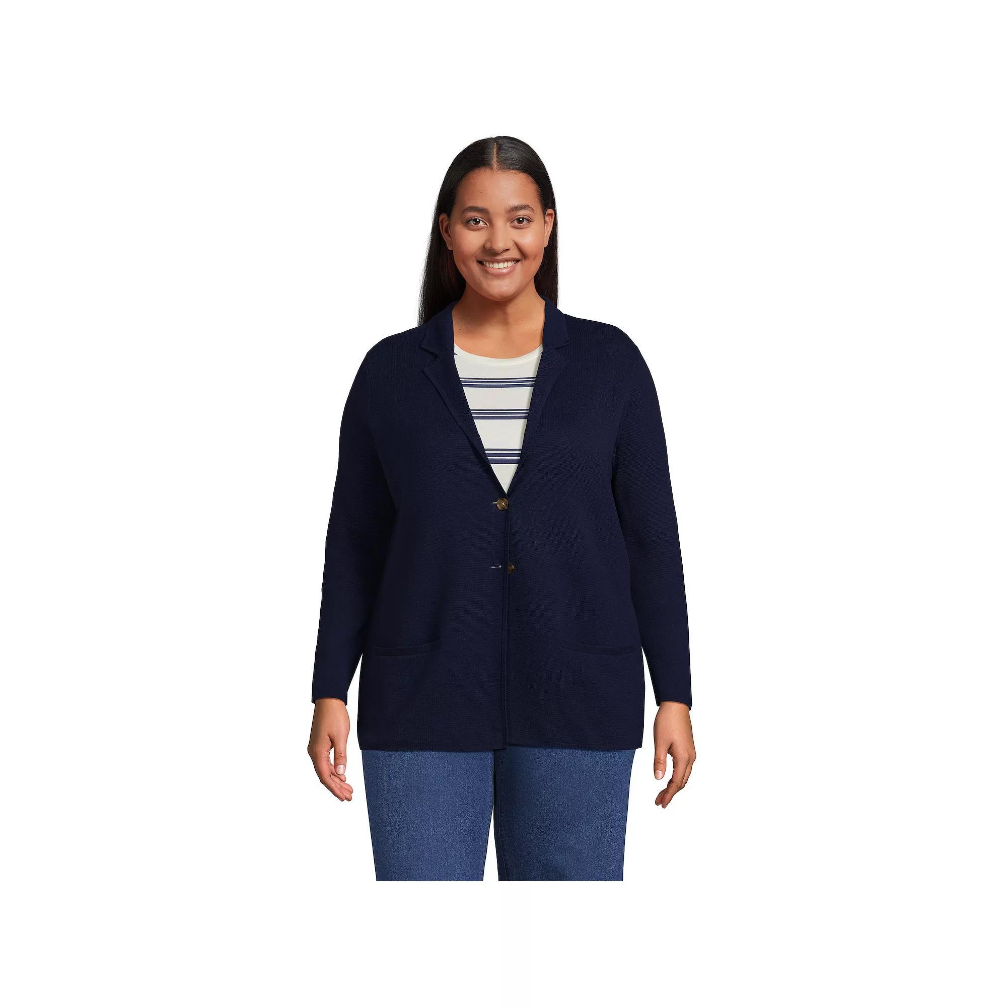 Plus Size Lands' End Sweater Blazer, Women's, Size: 3XL, Deep  Blue Product Image