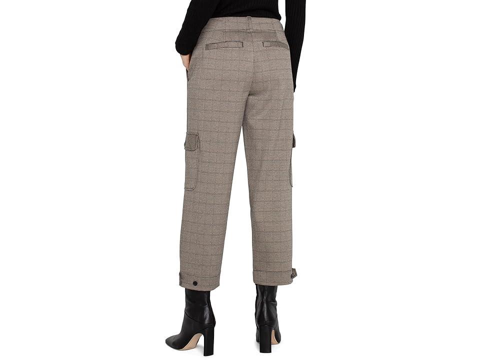 Liverpool Los Angeles Utility Mid-Rise Crop With Tab Hem Cargo Pockets Plaid Jacquard Knit (Peppercorn Plaid) Women's Dress Pants Product Image