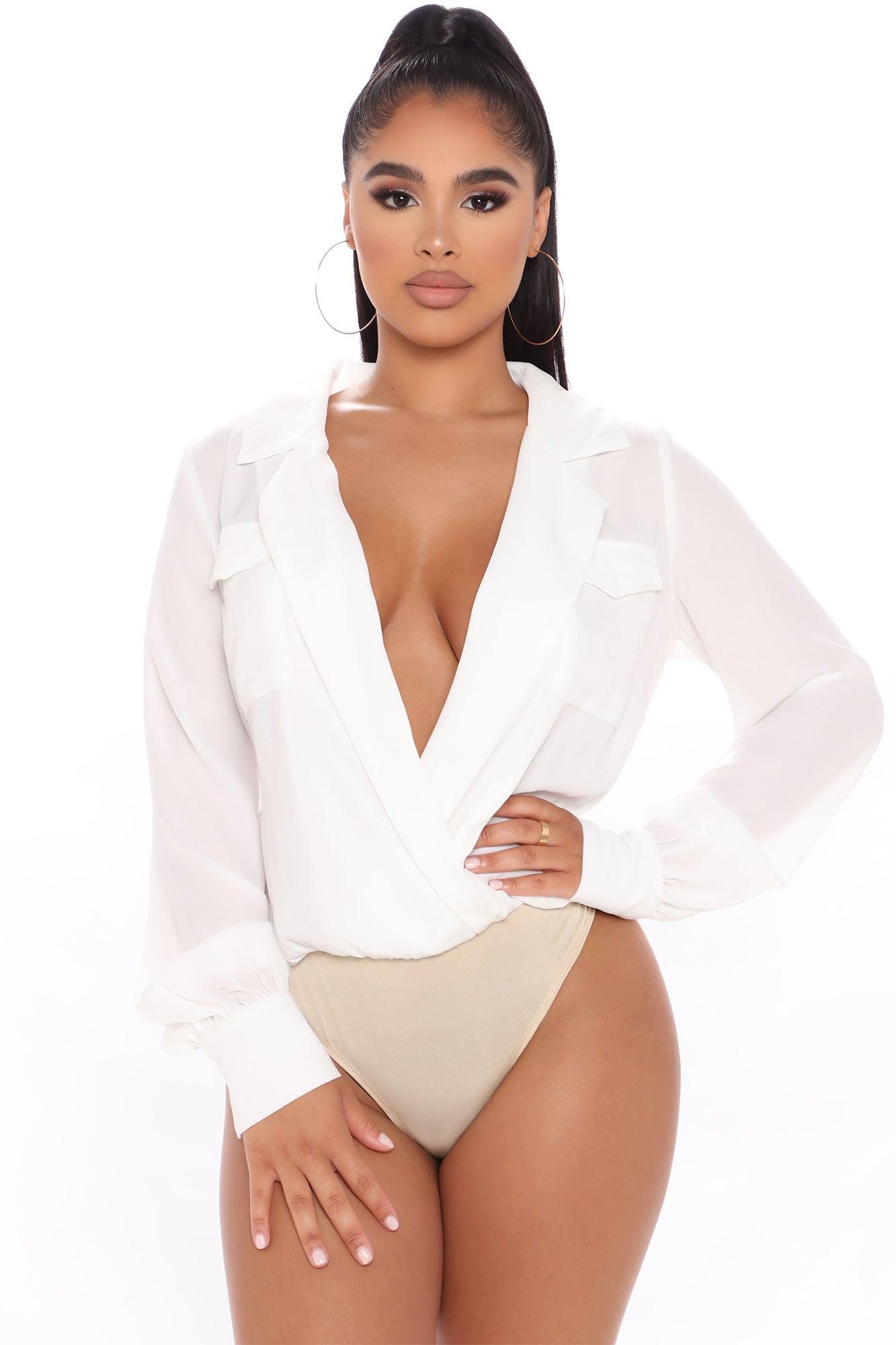 Business Brunch Collared Bodysuit - Ivory Product Image