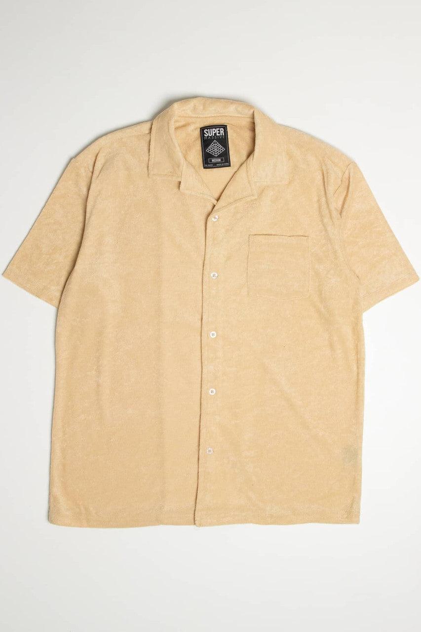 Tan Terry Knit Button Up Shirt Product Image