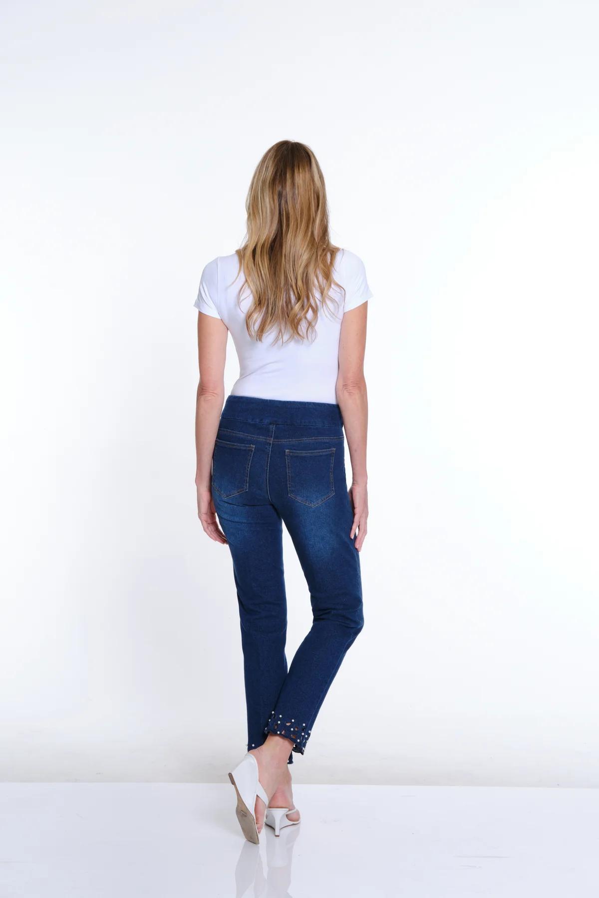 Pearl And Scalloped Hem Jean Product Image