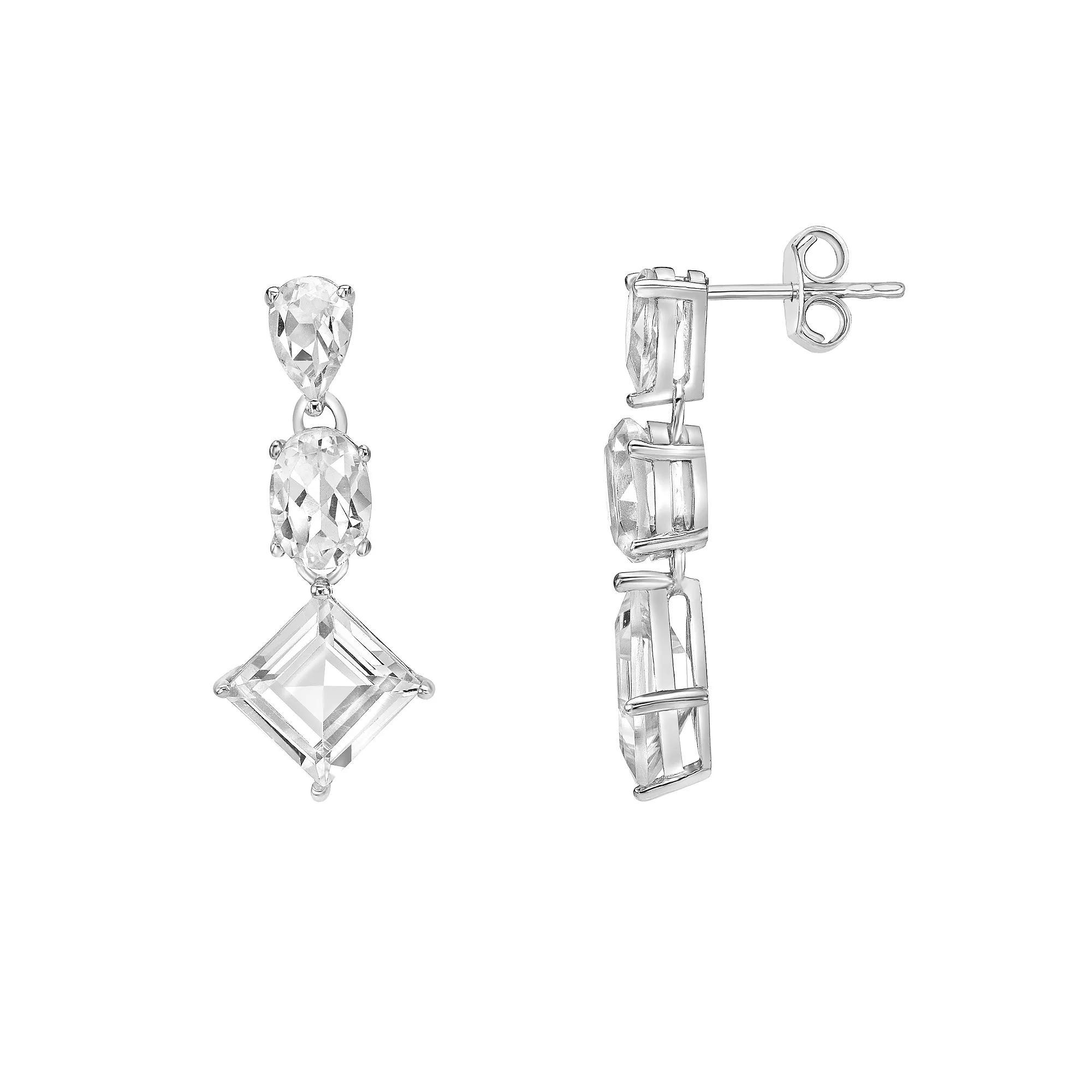 Gemminded Sterling Silver White Topaz Earrings, Women's Product Image