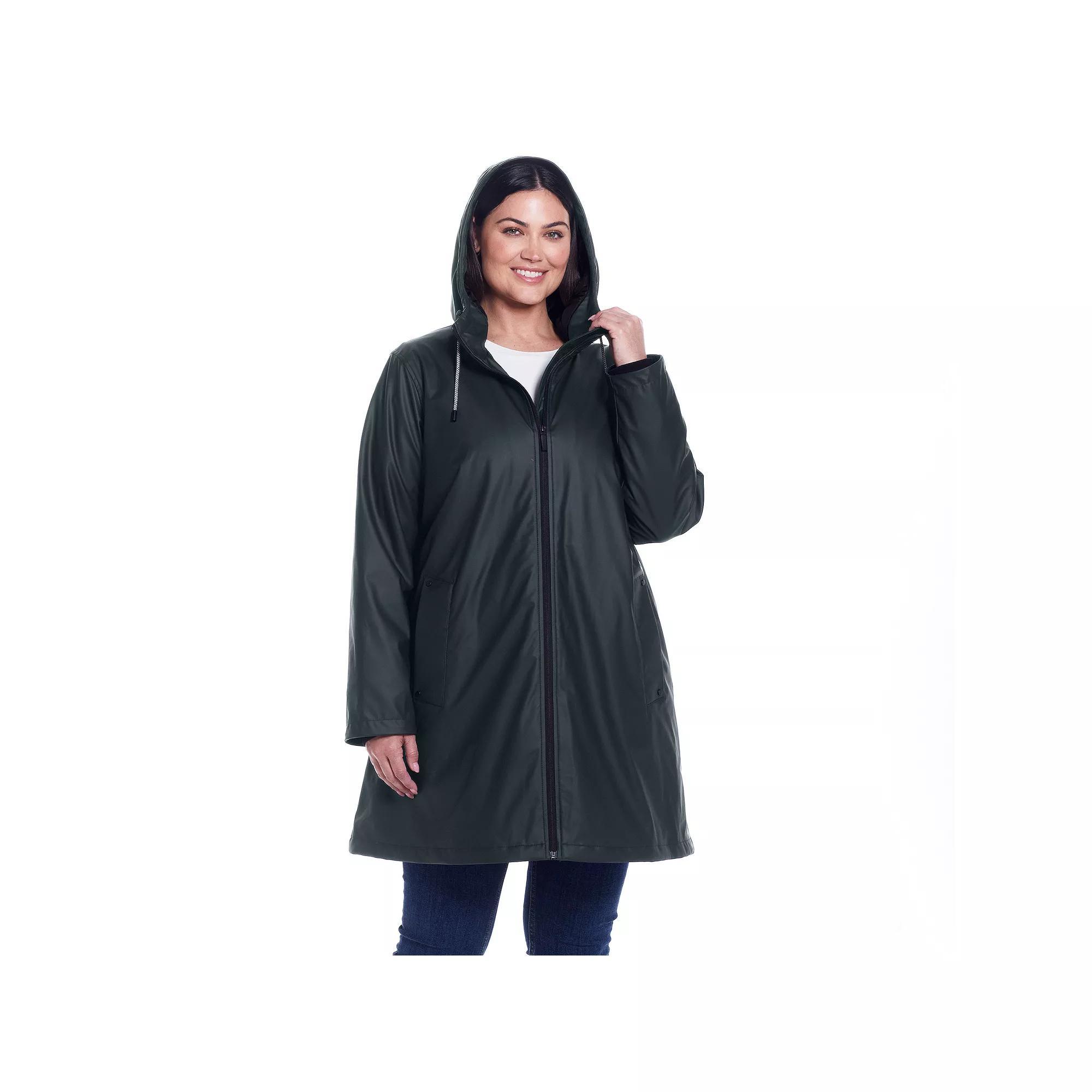 Plus Size Weathercast Water-Resistant Hooded Rain Jacket, Women's, Size: 1XL, Hunter Green Product Image