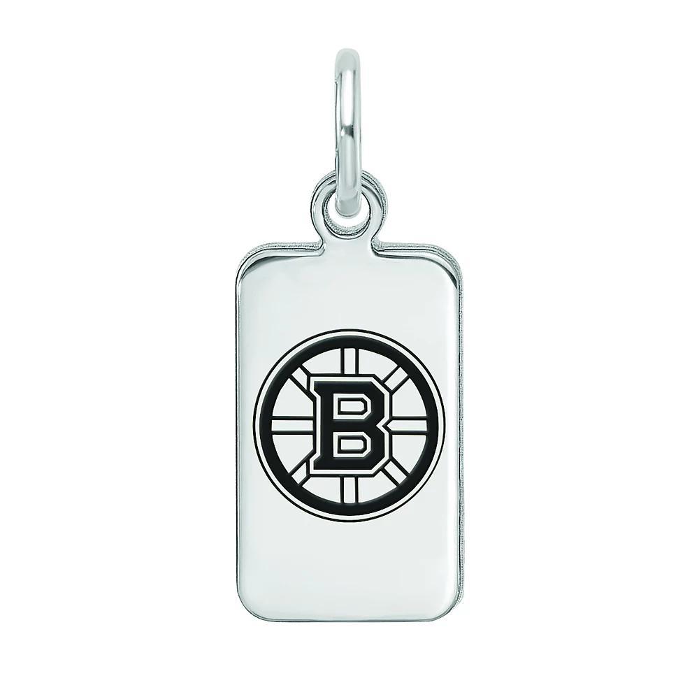 LogoArt Sterling Silver Enamel Boston Bruins Tag Pendant, Womens Product Image