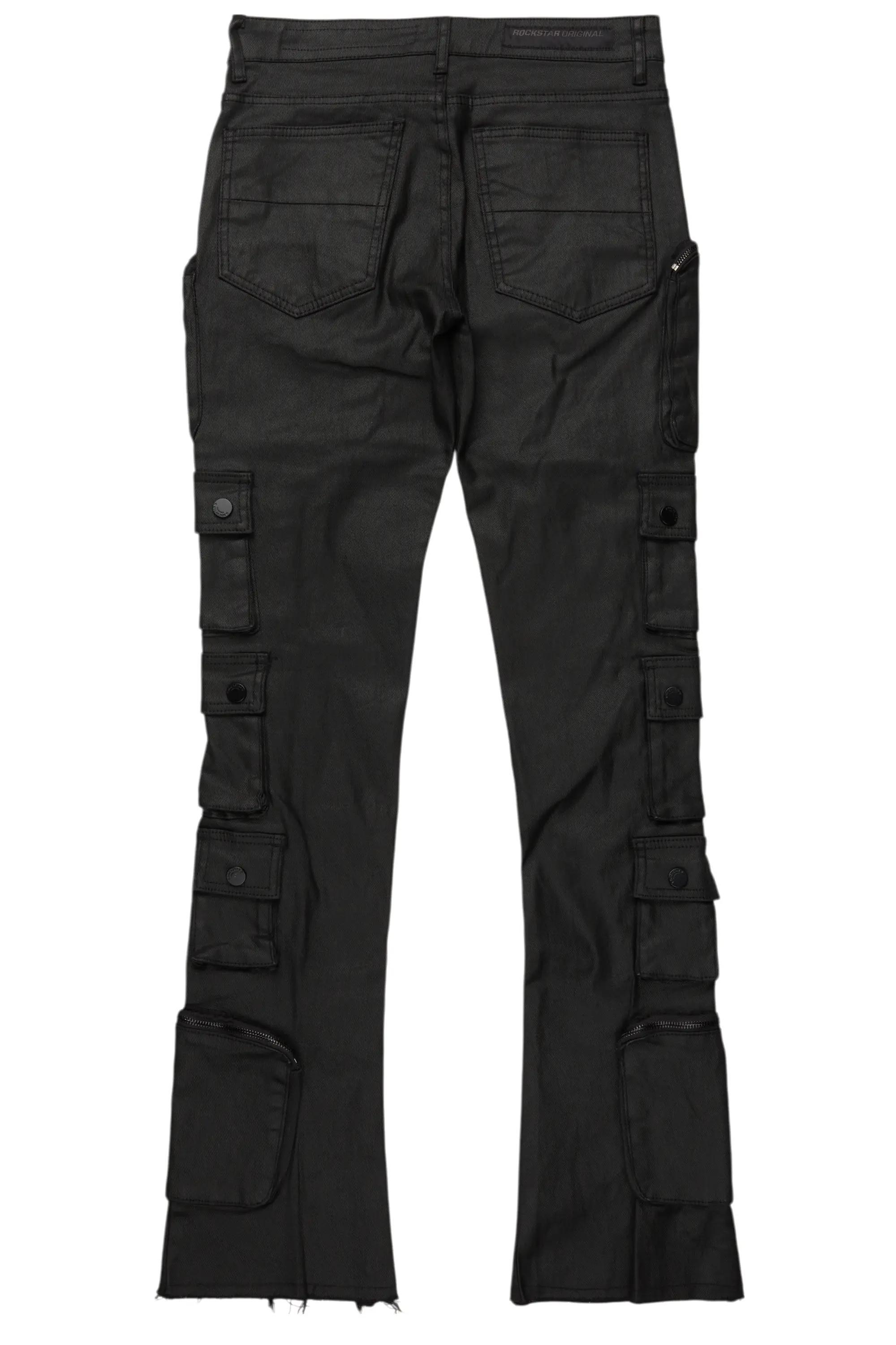 Konrad Black Coated Stacked Flare Jean Male Product Image